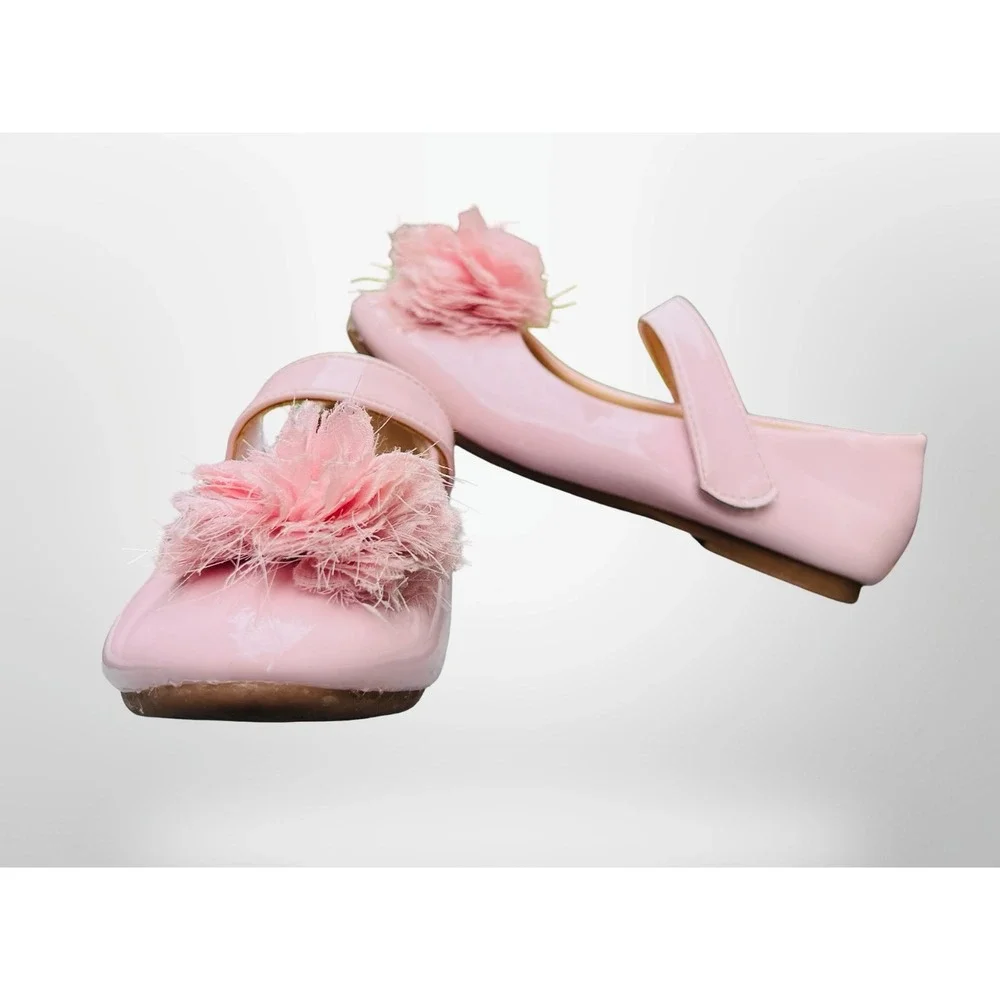 GUC ADAMUMU Toddler/Girl Mary Jane Ballet Flats Flower Embellishment Size 11